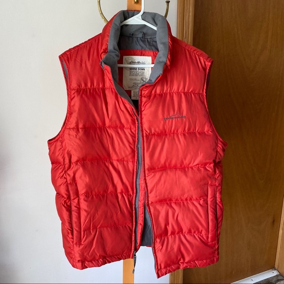 Eddie Bauer Orange Goose Down Puffer Vest - Picture 1 of 5